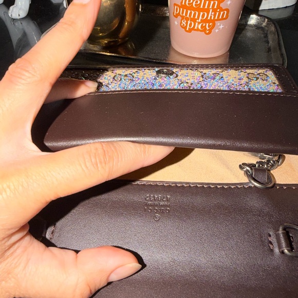 Bejeweled Brown Embellished Women's crossbody chain mini Bag - Picture 9 of 11